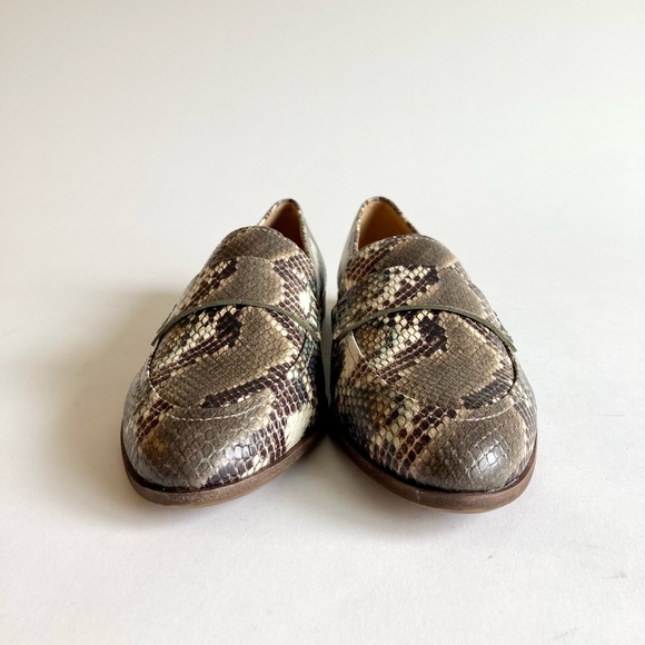 New Madewell Green Brown Beige Snake Skin Leather Loafers size 7.5 - Picture 12 of 13